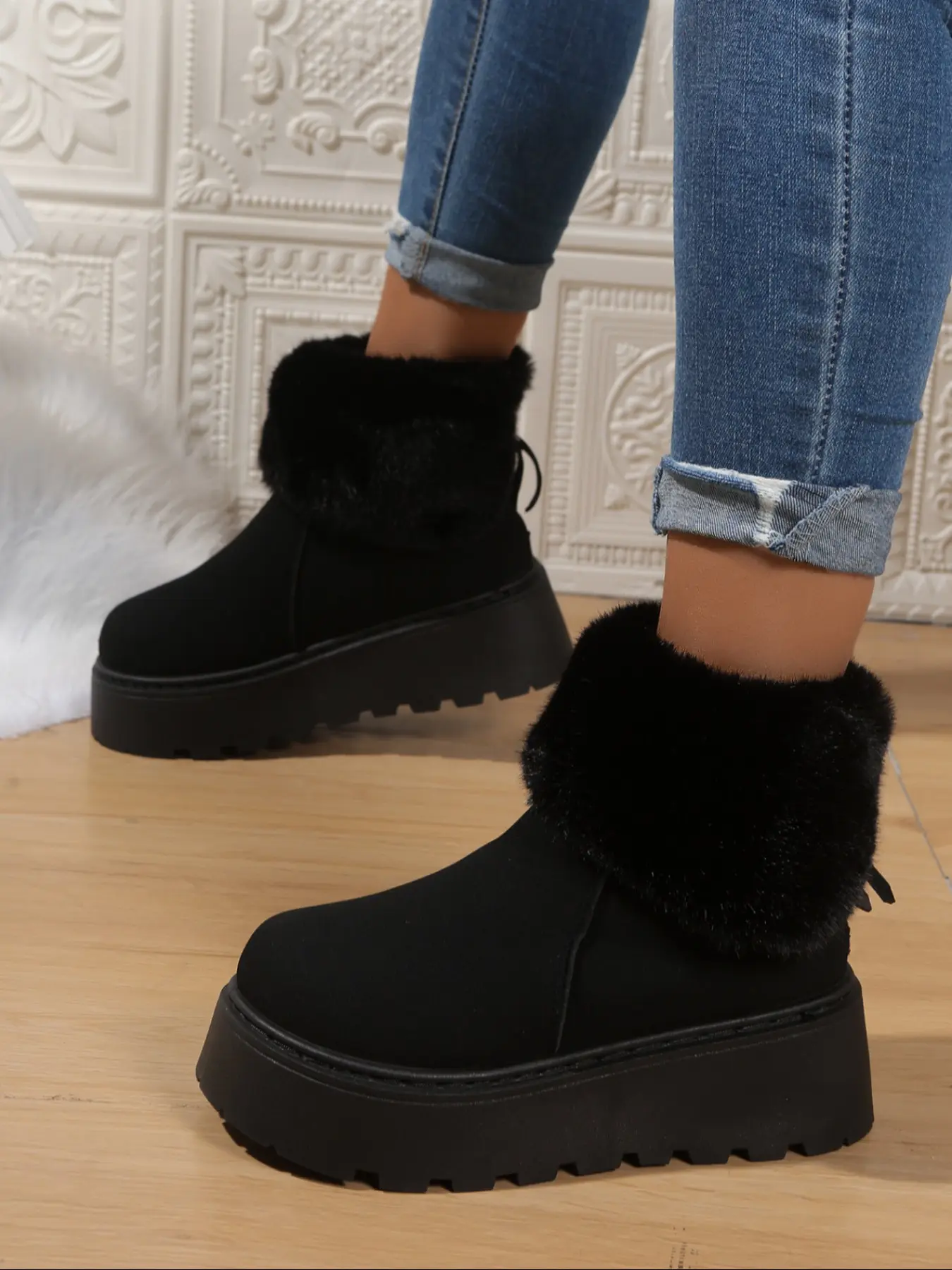 Women's Winter New Style Short Boots, Thickened Warm Fleece Lining Fashion Booties, Outdoor & Home Use Snow Boots