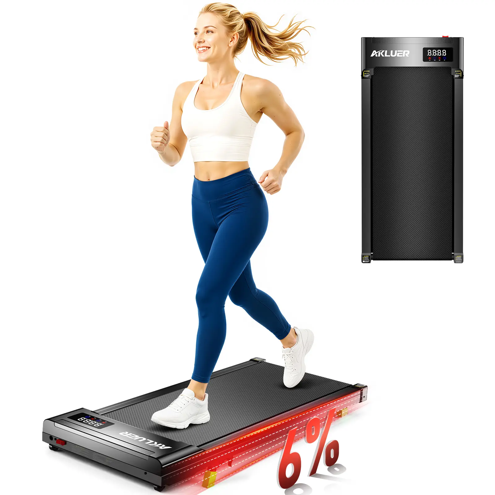 【Free 3 Day Shipping】Under Desk Treadmill with 6% Incline Walking Jogging Machine for Home and Office, 2 in 1 Desk Walking Treadmill with Incline