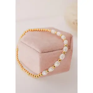 White Siena Fresh Water Pearl Stretchy Bracelet
