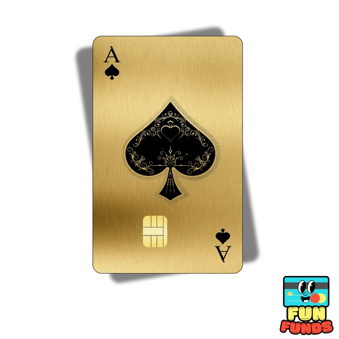 Gold Ace of Spades Credit Card Skin - Vinyl Sticker for debit cards, Waterproof, Metallic Glossy - Easy to apply funny card sticker credit card
