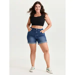 【Summer Turn-Up】BlOOMCHIC plus size Curve-Friendly Stretchy Straight-Leg Denim Shorts [M-6X] 2026 Summer Pick for Mother's Day