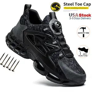 Rotary Buckle Safety  outdoor Shoes Men For Work Sneakers Steel Toe Work Shoes Security Protective Shoes Lightweight Anti-Smash Anti-Puncture Shoes