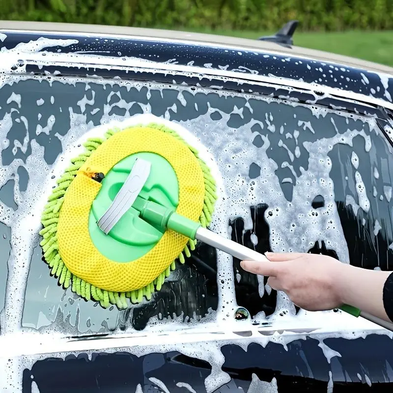 Long Handled Car Wash Mop for Detail Cleaning Tools for Cars, Trucks, SUVs, RVs and Trailers, Non-Scratch, Super Absorbent, Cleaning Supplies Car Wash Accessory Car Detailing Brushes