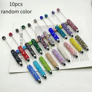 10pcs New DIY Touch Screen AB Full Rhinestone Beadable Pens, Creative Cute Beaded Pens, AB Color Diamond Ballpoint Pens, Stationery Gift Pens