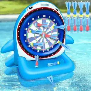 45" Large Inflatable Pool Toys Shark Dart Board with 8 Sticky Darts, Swimming Pool Floats Water Games for Adults Summer Beach Yard Outdoor Games Play Cool Party Gift