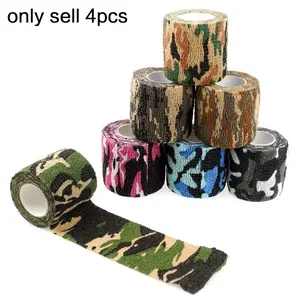Military Camouflage Self-Adhesive Bandage Roll Waterproof Breathable Elastic Sports Wrap for Ankle Wrist Support Injury Recovery Non-Woven First Aid Tape Outdoor Emergency Medical Supplies High-Strength Concealed Sports Protection