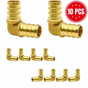 1/2 Inch Brass Pex Elbow Fitting, Pex Pipe Connector Accessories, Water Supply Plumbing Parts, Durable Copper Construction