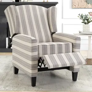 【Summer Sale】EBELLO Pushback Recliner Chair, Fabric Recliners with Padded Seat, Mid-Century Modern Reclining Chair for Living Room, Bedroom