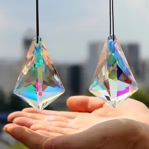 Crystal Light Catchers, 1pc/2pcs Crystal Horn Colorful Transparent Ba Color Hanging Prism Sun Catcher Beautiful Garden Decoration Outdoor Wind Chimes