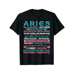 Men's Plus Size Aries Zodiac Short Sleeve Top - 100% Relaxed Fit Round Neck Menswear with Aries Ram Graphic, Astrological Dates (3/21-4/20), Black & Pink Print, Streetwear Style for Casual Attire, Birthday Gift - 
