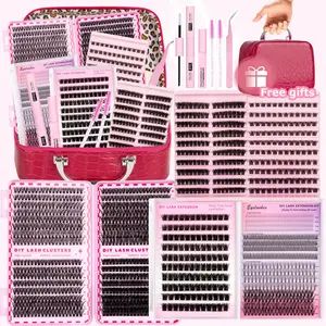 5 Styles Lash Cluster Extensions Gift Set, 30D 40D 60D 80D Full Set + 100D Extra Volume Soft & Lightweight  With Bond &Seal&Remove &Tweezers & Brush,  DIY Lash Clusters, Long Lasting 72h+, Easy DIY Salon Look at Home Long-Lasting Glam for Beginners