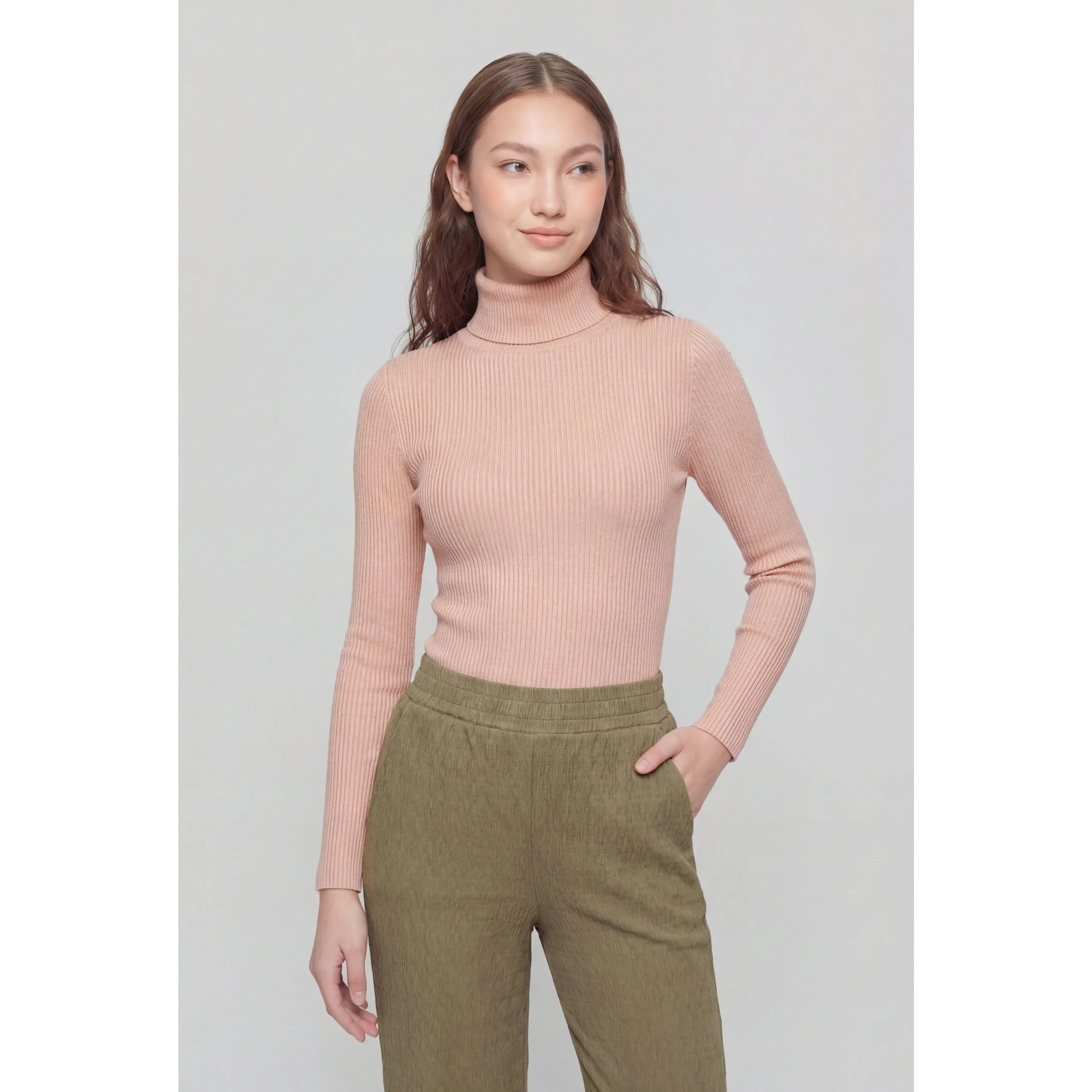 Dorothy Rib Knit Long Sleeve Turtleneck Top