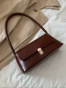 Women's Fashion Retro Baguette Classic Flap Shoulder Clutch, Versatile Fall Winter Handbag, Elegant Crossbody Satchel for Ladies