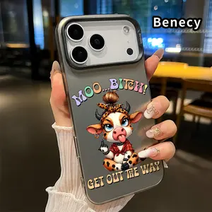 Phone Case for iPhone 17 Pro Max 16 Plus 15 14 13 12 11 Air E Sassy Cow Attitude Pattern Anti-Scratch Military-Grade Drop Protection slim Cover