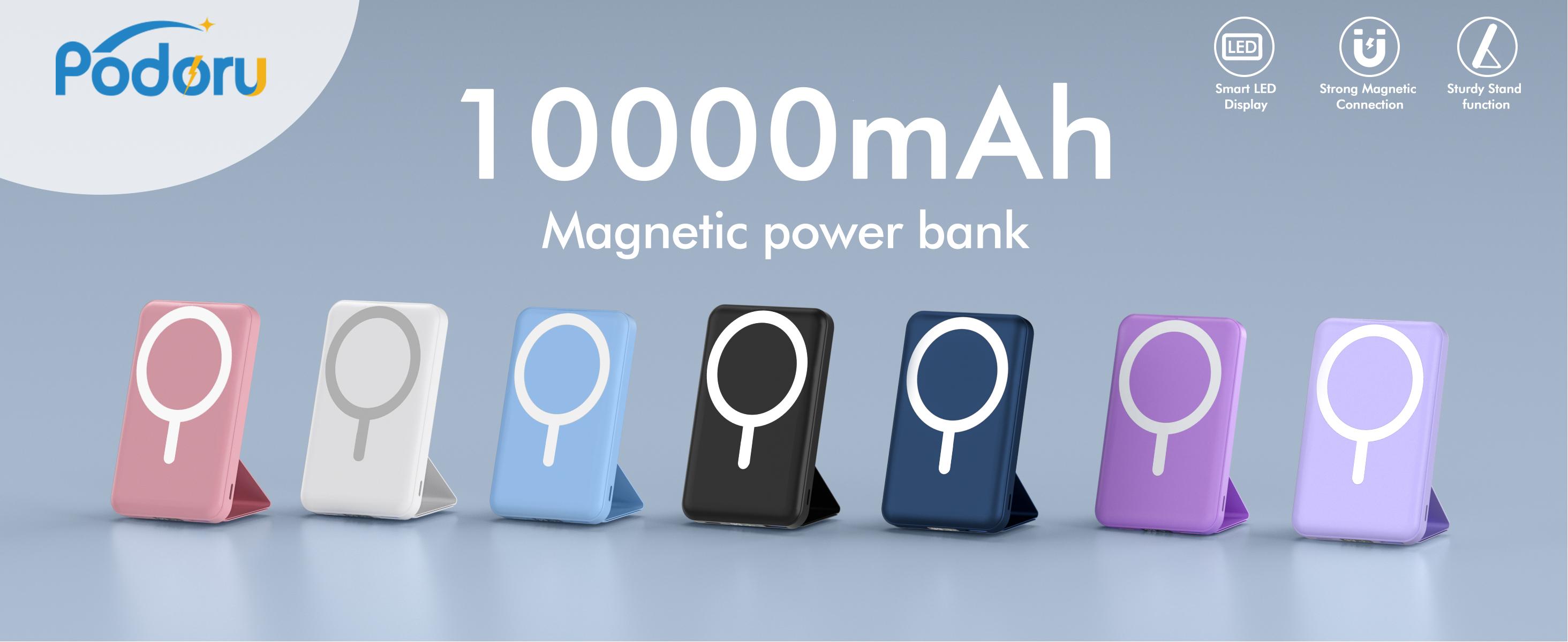10,000mAh Magnetic Wireless Power Bank with LED Display | 22.5W Fast Charging MagSafe Battery Pack with Stand | Compatible with iPhone 17/16/15/14/13/12 Series | Portable Charger