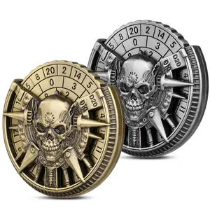 7-In-1 Skull Fidget Spinner Set, Dnd Dice Rotator, Metal D&d Dice Set, Tabletop Games Accessories, Role Playing Game Starter Kit