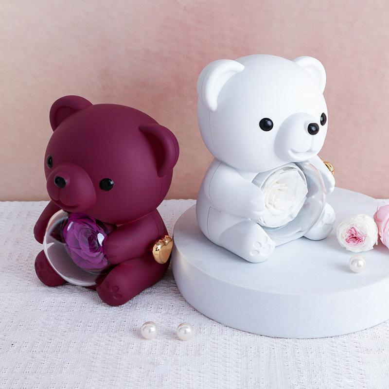 Valentine's Gift - Cute Rose Bear,  Flowers & Rhinestones, Ideal for Mom's Birthday, Wife's Anniversary, Expressing Love & Eternal Roses