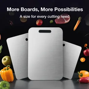3-Piece Stainless Steel Cutting Board Set, Durable Anti-Mold Kitchen Chopping Block, Healthy and Long-Lasting Food Prep Tool