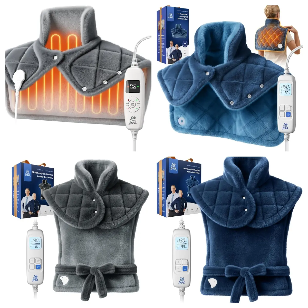 Bob and Brad Weighted Heat Pads for Neck/Back/Shoulders, 24"x33" Back & 20"x22" Neck Wrap, FSA/HSA, Far-Infrared Beads