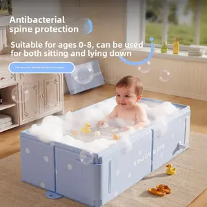 Foldable Baby Bath Tub with Drain Plug, 30x16 Inches, Suitable for 0-5 Years, Portable and Space-Saving, High Value Pack of 2