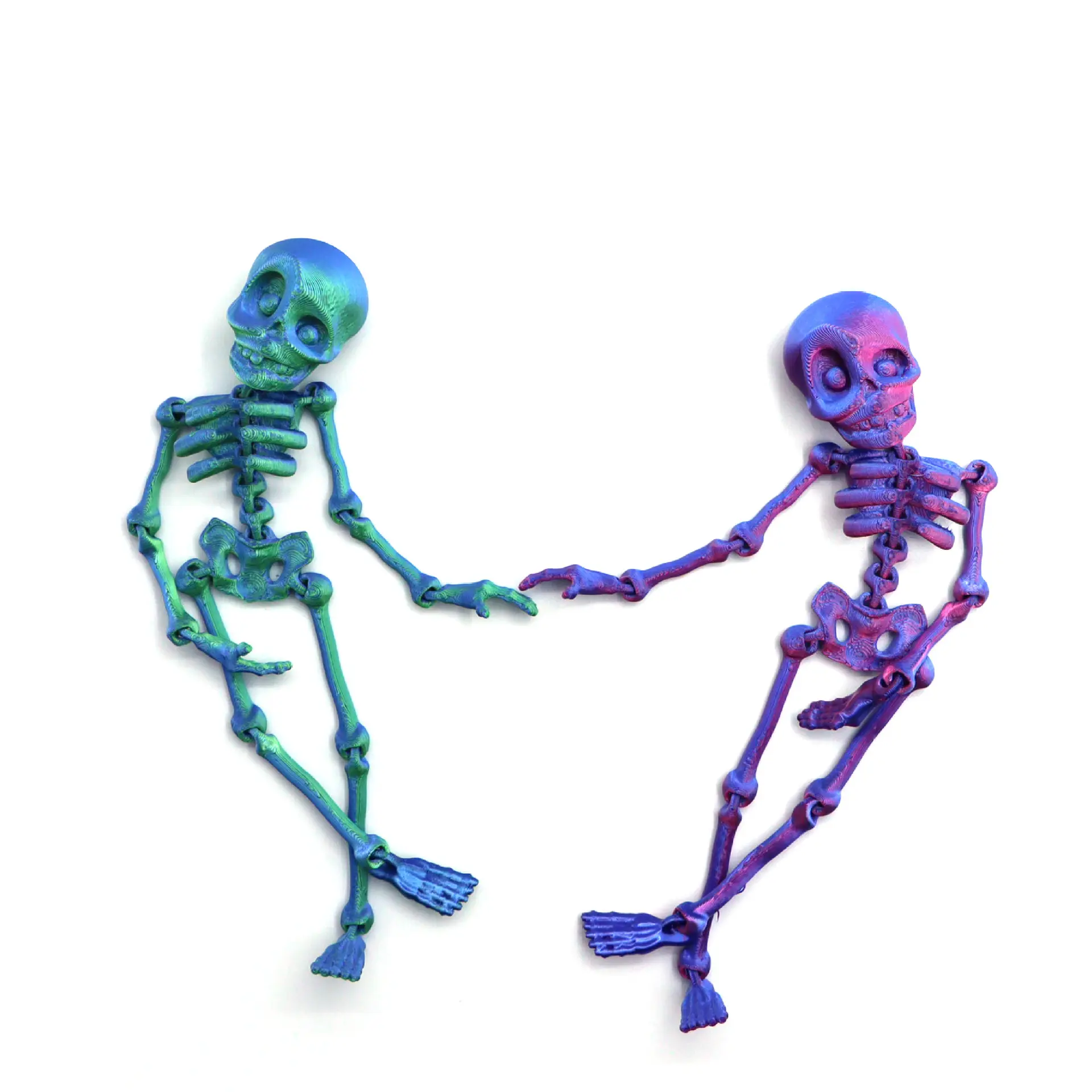 Halloween Poseable Skeleton Refrigerator Magnet - Magnetic Item with Movable Joints for Kitchen, Office Decoration, Green Skull Man Figurine (Pet Supplies Themed Accent), Refrigerator Magnets