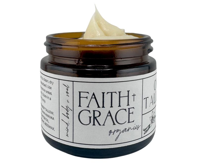 Organic Tallow balm, Vanilla and Manuka Honey All purpose moisturizer, acne prone skin facial, Eczema prone skin, Barrier cream, 2 oz Glass Jar.