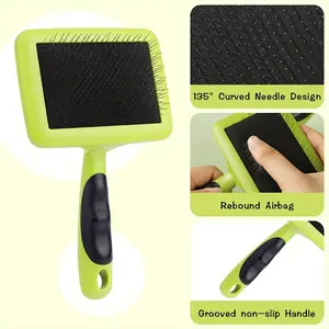 2pcs Green Needle Felting Carders - Ergonomic Slicker Brush with Non-Slip Handle & 153" Curved Needle Design for Spinning, Crafting, and Pet Grooming (Cats & Dogs), Textile Crafting | Curved Needle Brush | Efficient Carding