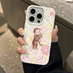 Floral Cat Monkey UV Print Phone Case Cover, Soft Tpu Protection for iPhone 17 16 15 14 13 12 11 X Pro Max, Trendy Gift Idea