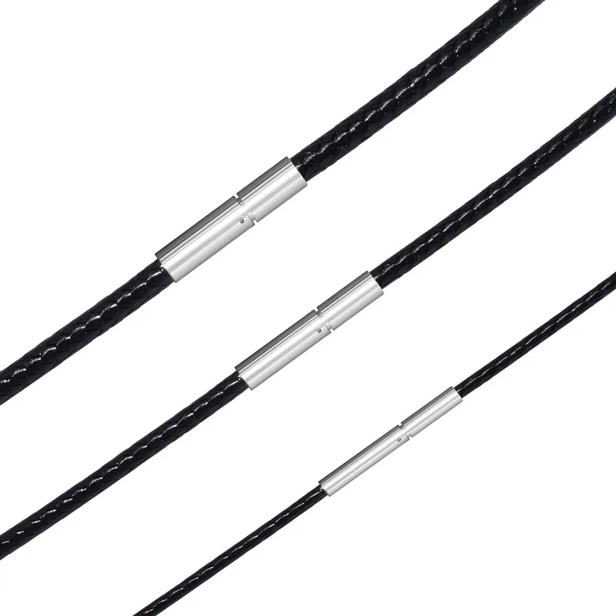 Leather Cord Necklace 3counts 1/2/3mm Black Brown Red Braided Wax Rope Chain for Men Women with Stainless Steel Clasp 16 18 20 22 24 26 28 inches