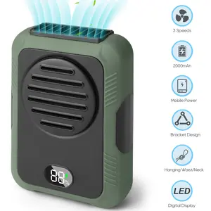 Portable Waist Fan Clip, 3-Speed Personal Cooling Fan,2000mAh LED Digital Display Fan for Outdoor Travel Camping