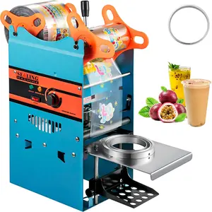 Summervibes VEVOR Manual Tea Cup Sealer Machine, 300-500 Cup/h Manual Boba Tea Sealer Machine, Blue Boba Tea Sealing Machine, 90/95mm Cup Diameter Cup Sealing Machine with Heating Technology for Bubble Milk Tea