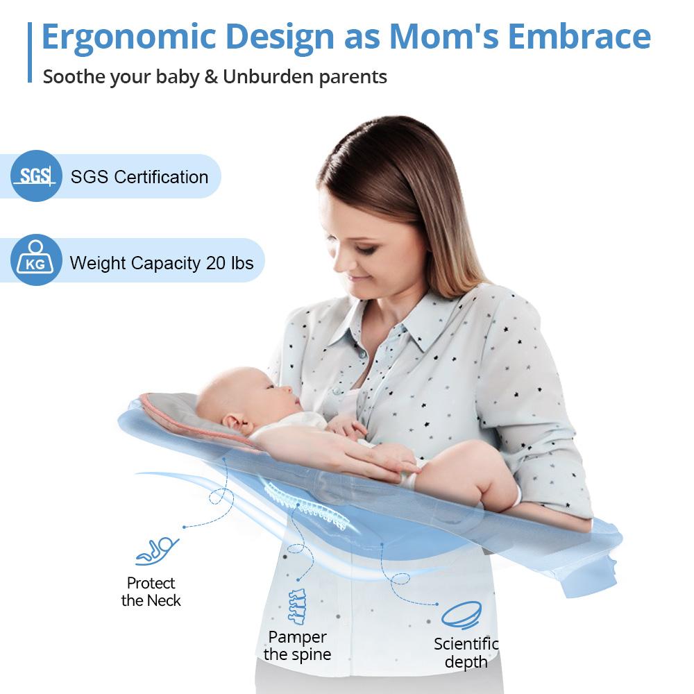 COMOMY Baby Swing for Infants with 5 Natural Sway Speeds, Portable Bt Music Baby Swing with Remote Control & 5-Point Harness, Hands-Free Baby Soother, Lightweight Baby Rocker for 5-20 Lb, 0-6 Months, Pink, Valentine's Day