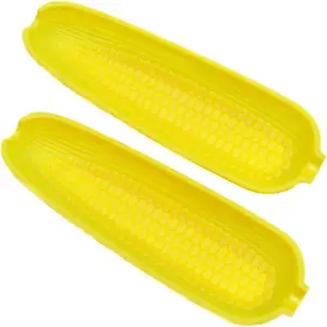 BBQ Essential Yellow Corn Cob Plates - Chef Craft Select 2-Piece Durable Plastic Corn Holders, Perfect for Grilling, Outdoor Cookouts and Picnics