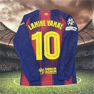25 26 Home Red Blue Yamal 10 Long sleeve Soccer Jersey