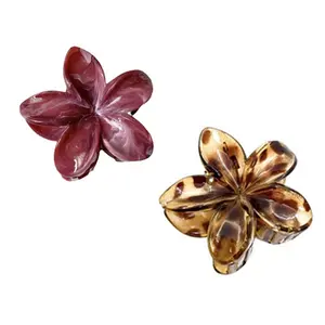 2/3/5 PCS Cute Flower Hair Claw Clips, Large Plumeria Hibiscus Hair Clips, Big Cute Dasiy Hair Clips, Strong Hold Nonslip Hair Clips birthday gifts for women Ponytail Brown