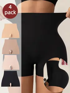 Women's High-Waist Slimming Compression Shapewear Pants, Belly Control Butt Lifting Seamless Casual Comfortable Underwear, Breathable All-Seasons 4-Pack