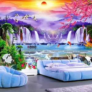 1 piece of dream mountain and lake flower pattern tapestry, made of polyester fiber, suitable for wall decoration in living rooms, bedrooms, offices, home decoration, room decoration, party decoration, with free installation package.