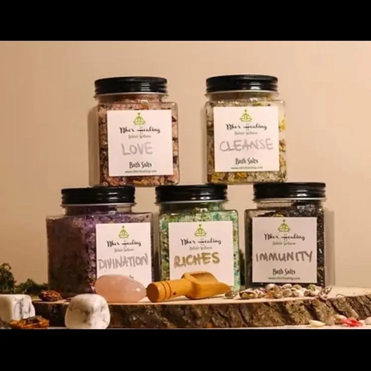 Healing Herbal Bath Salts Collection - 3, 4, or 5 Pack for Soothing Body Care & Cleansing - Energy Cleanse, Immunity, Love/Aphrodisiac, Riches/Money, Divination/Psychic