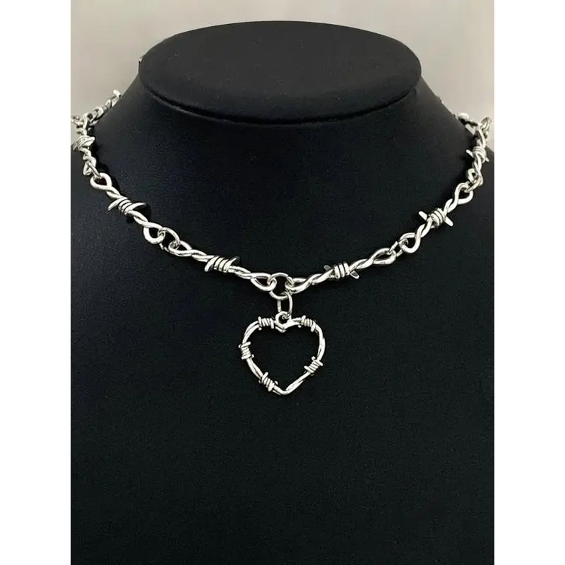 Punk Heart Shaped Pendant Necklace - Gothic Women's Statement Jewelry, Edgy Expressive Alternative Streetwear Accessory, Party & Daily Wear Birthday Gift, Statement Necklace, Gothic Necklaces