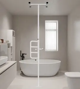 Forged Floor-Standing Ceiling Transfer Rod Tension-Type Bathroom Handrail with Non-Slip Curved Handle 300 lb Load Capacity Safety Rod for Seniors 7-10 ft Ceiling Heights White room tech gadgets  #TikTokShopBlackFriday Modern Home Interior Installation