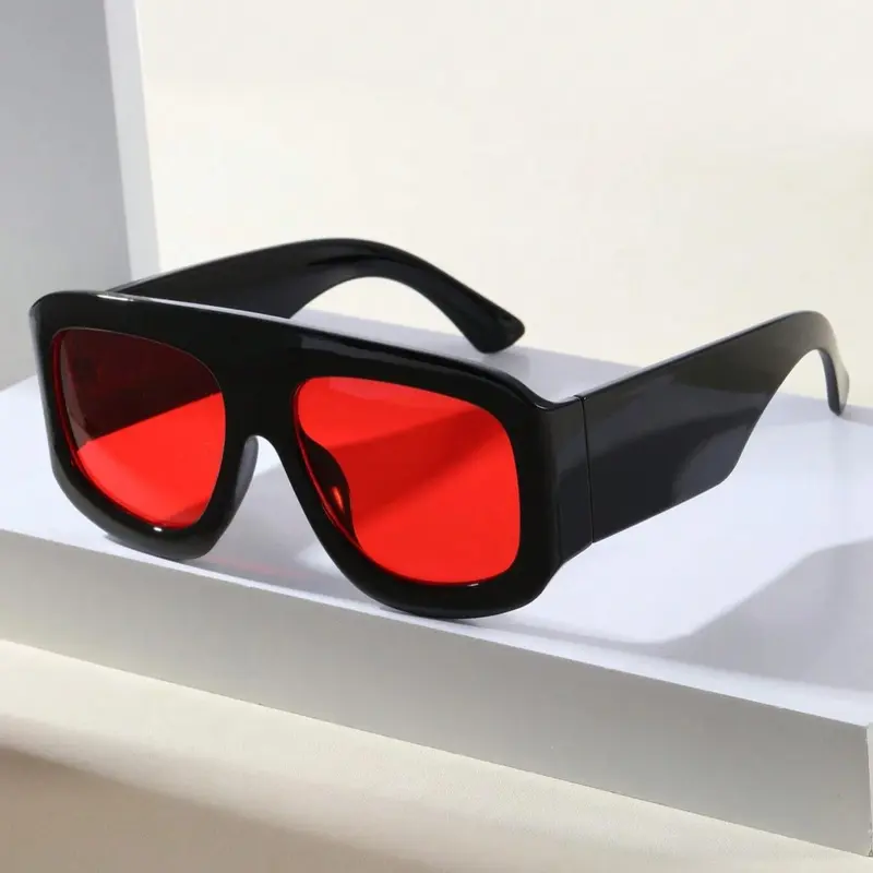 Unisex Sporty Flat Top Frame Sunglasses, Trendy Casual Tinted Lens Sunglasses for Everyday Use, Modern Fashion Accessories for Outdoor Activities, Trendy Beach Eyewear, Casual Stylish Glasses, Fashion Sunnies