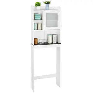Zeny Freestanding Over-the-Toilet Storage Cabinet Organizer - White Bathroom Space Saver Cupboard with Adjustable Shelves for Bathroom Organization, Freestanding Storage Cabinet