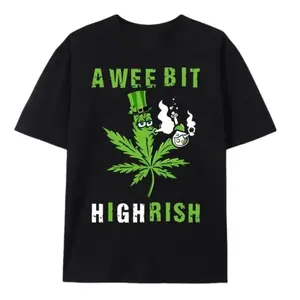St. Patrick's Day A Wee Bit Highrish Graphic T-Shirt, Irish Flag Fashion Outfit, Comfort Oversized Cotton Tee, Cute Holiday Gift For Him Her