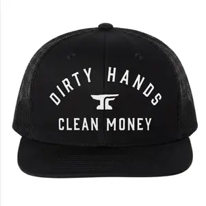 Dirty Hands Clean Money Trucker Hat - Black Mesh Back Snapback - Blue Collar Worker Pride Cap - Hard Work Ethic Gift for Men