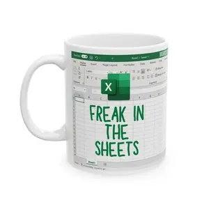 Freak in the sheets mug • Office humor gift • Mug for accounting analyst • Gift for excel lovers • Funny excel mug • Mug for accountants