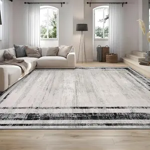 10x13 Modern Runner Rug,Non-Slip Washable Gray Area Rugs for Hallways,Low-Pile Stain-Resistant Soft Distressed Kitchen Runner for Bedroom Entryway