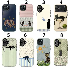 Vintage Cottage Kitten Phone Case, Stary Night  Garden Cat  Kitchen Kitty Case Cover Compatible With iPhone 16 15 14 13 12 11 Pro Max X XS