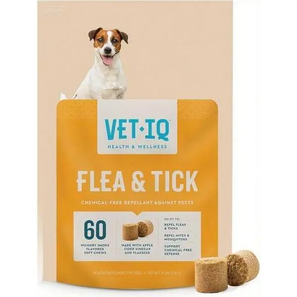 Natural Flea Defense Chewables for Dogs, Tick Support Supplement with Hickory Smoke Flavor, Reusable Flea & Tick Protection, Chemical-Free Bite-Sized Treats, 60 Count flea  treatment  dogs dog  medicine