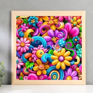 Cartoon Flower Pattern DIY Diamond Arts Colorful Painting Kit without Frame, 5D Diamond Decor Painting Kit, Wall Art Decor for Home Living Room
