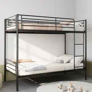 Bunk Bed with Ladder and high Guardrail, Able to Split, Metal Bunk Bed, Storage Space, Noise Free,Twin Over Twin Size,Black/White/Pink/Bule/Green